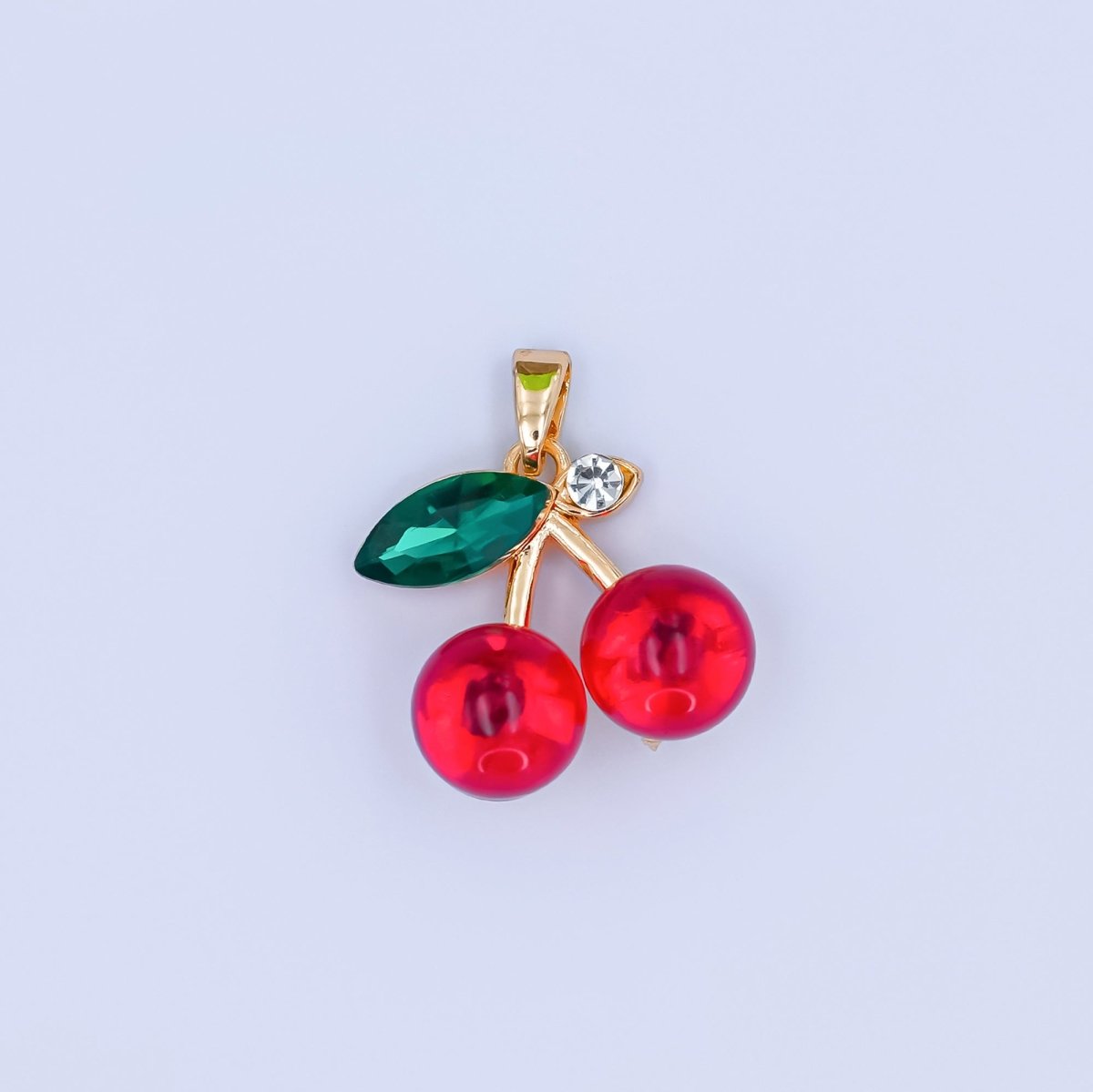 24K Gold Filled Red CZ Cherry Fruit Pendant | AA1455 - DLUXCA