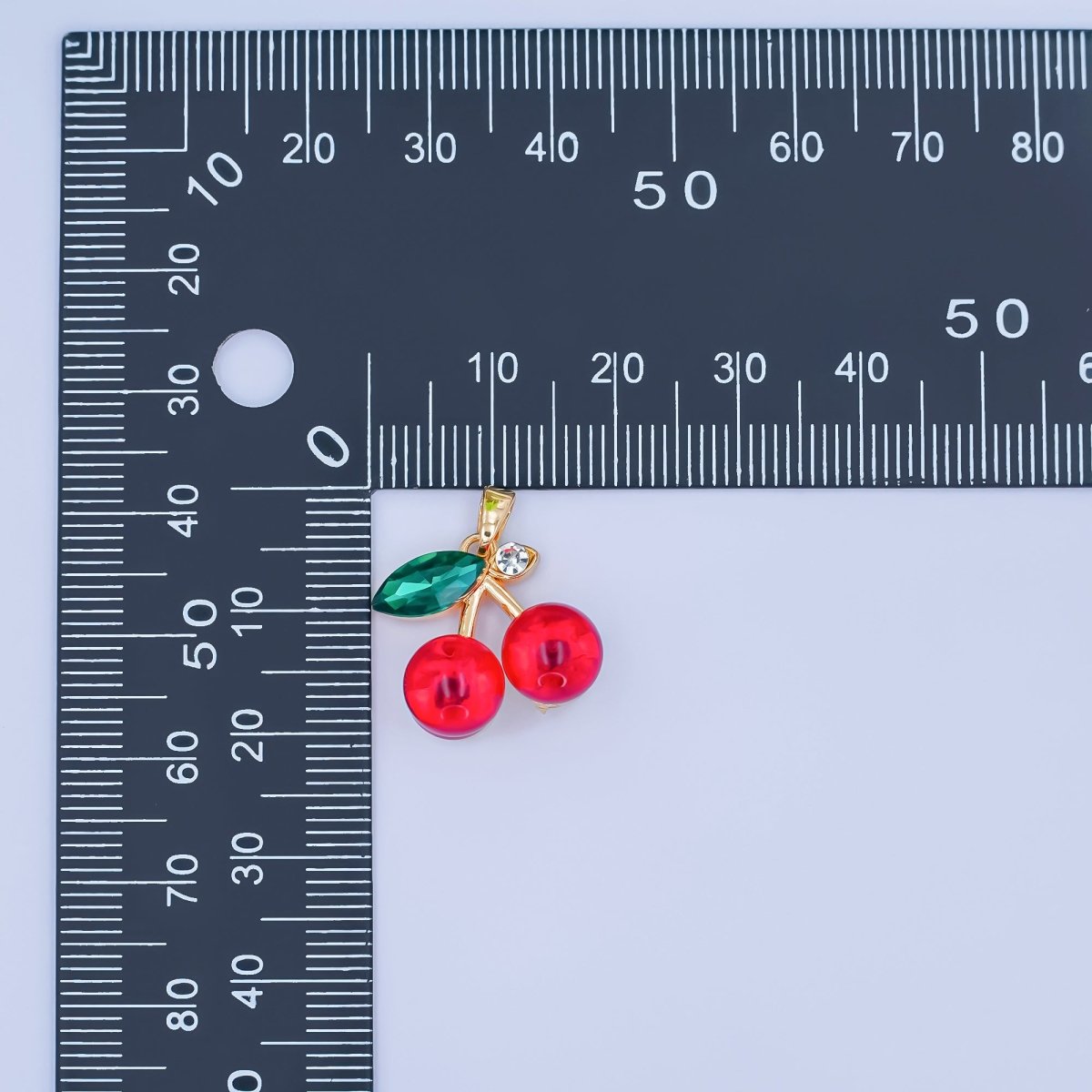 24K Gold Filled Red CZ Cherry Fruit Pendant | AA1455 - DLUXCA