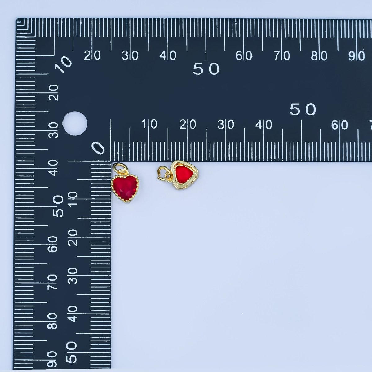 24K Gold Filled Red CZ Heart Mini Charm | N042 - DLUXCA