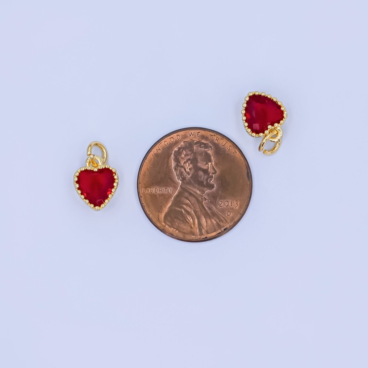 24K Gold Filled Red CZ Heart Mini Charm | N042 - DLUXCA