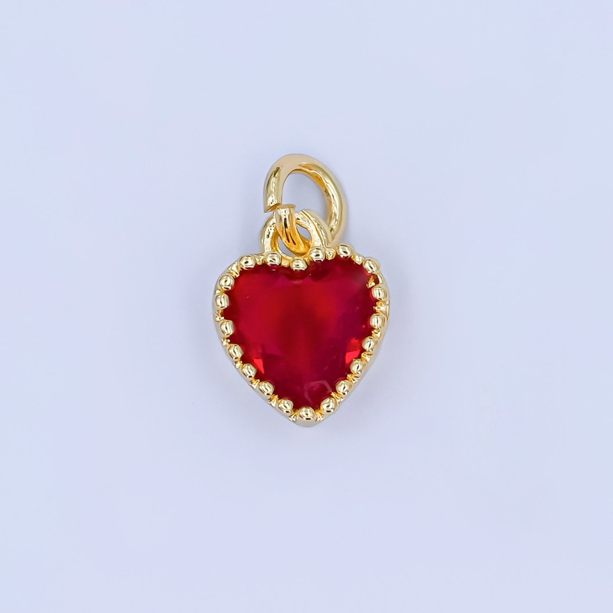 24K Gold Filled Red CZ Heart Mini Charm | N042 - DLUXCA