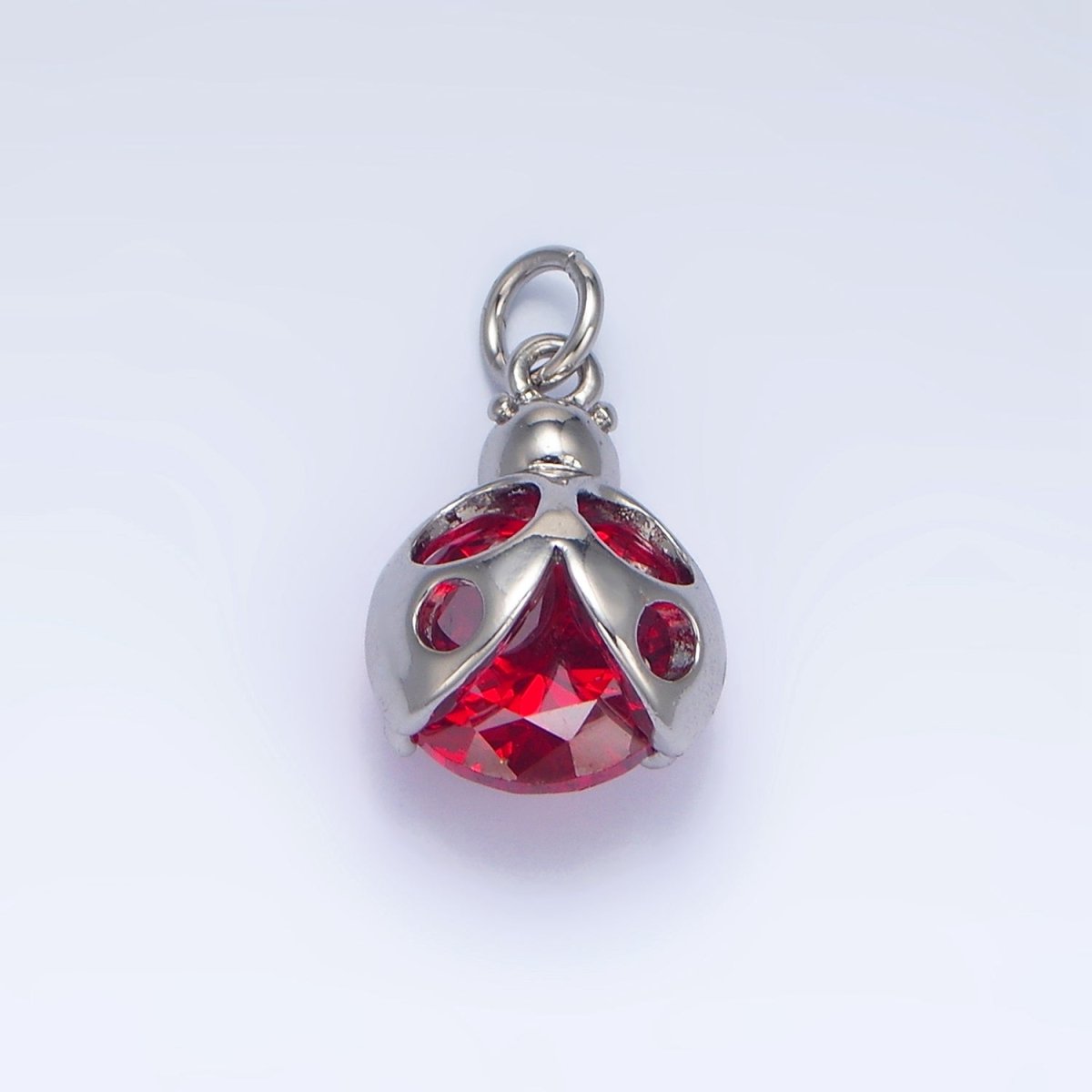 24K Gold Filled Red CZ Ladybug Insect Charm in Gold & Silver | W063
