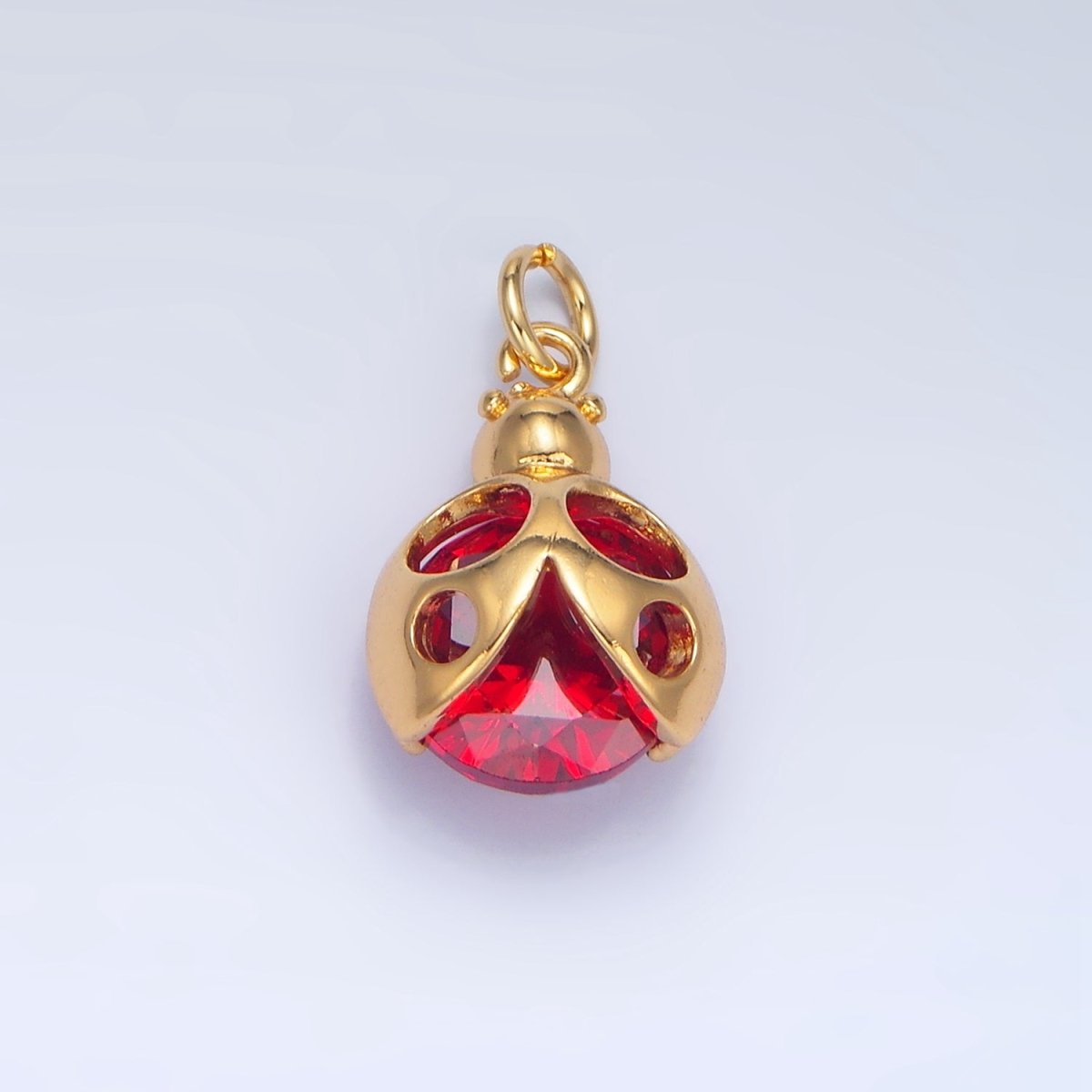 24K Gold Filled Red CZ Ladybug Insect Charm in Gold & Silver | W063