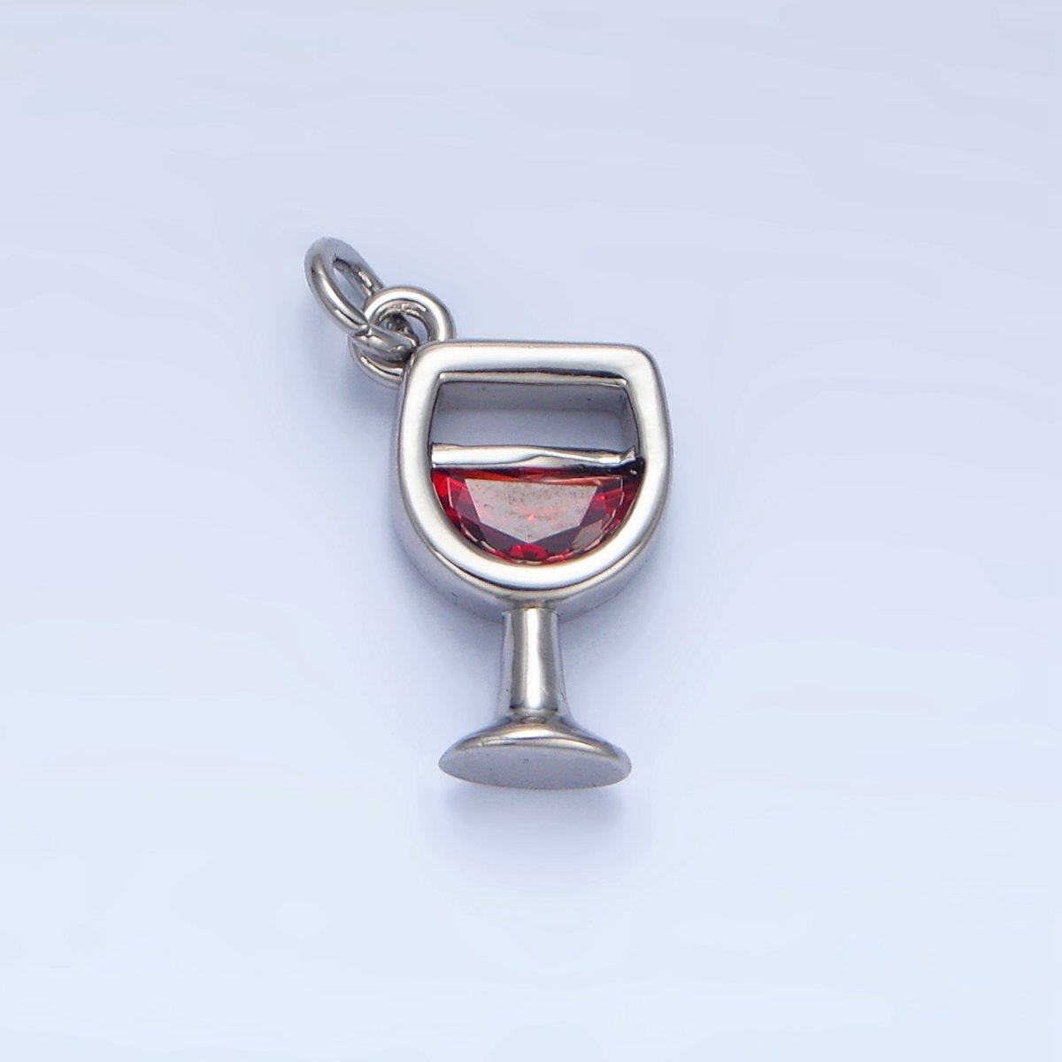 24K Gold Filled Red CZ Red Wine Alcoholic Drink Charm in Gold & Silver | W080