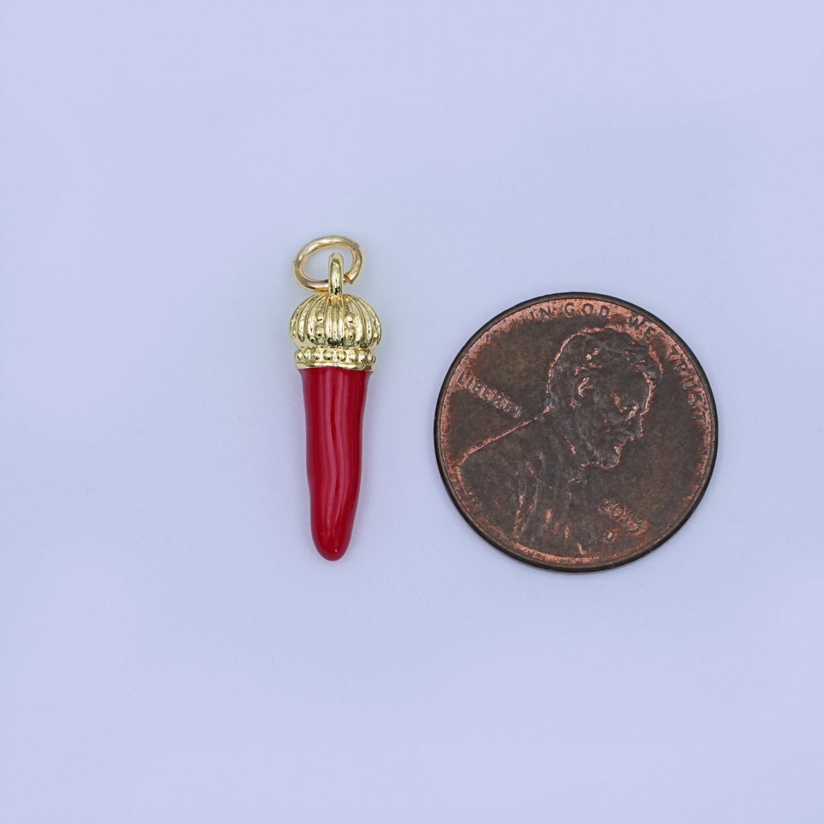 24K Gold Filled Red Enamel Chili Charm | W473 - DLUXCA