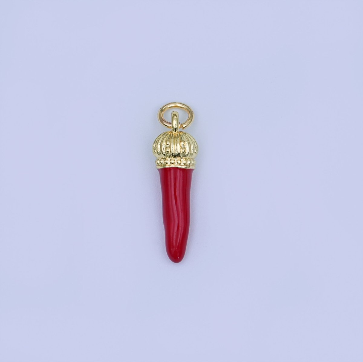 24K Gold Filled Red Enamel Chili Charm | W473 - DLUXCA