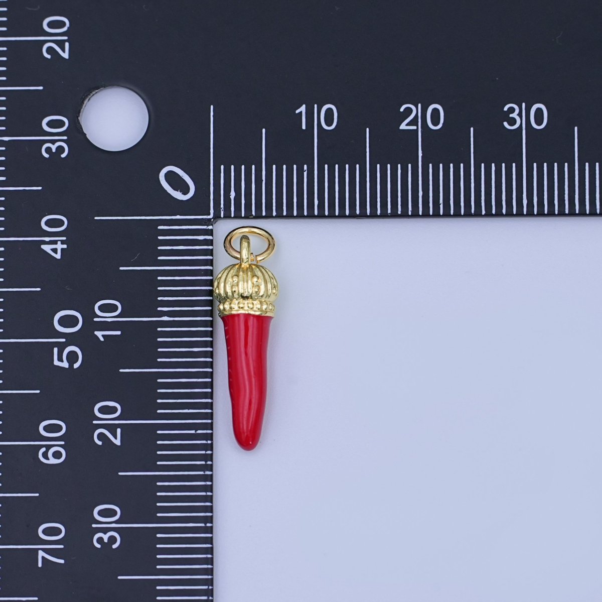 24K Gold Filled Red Enamel Chili Charm | W473 - DLUXCA