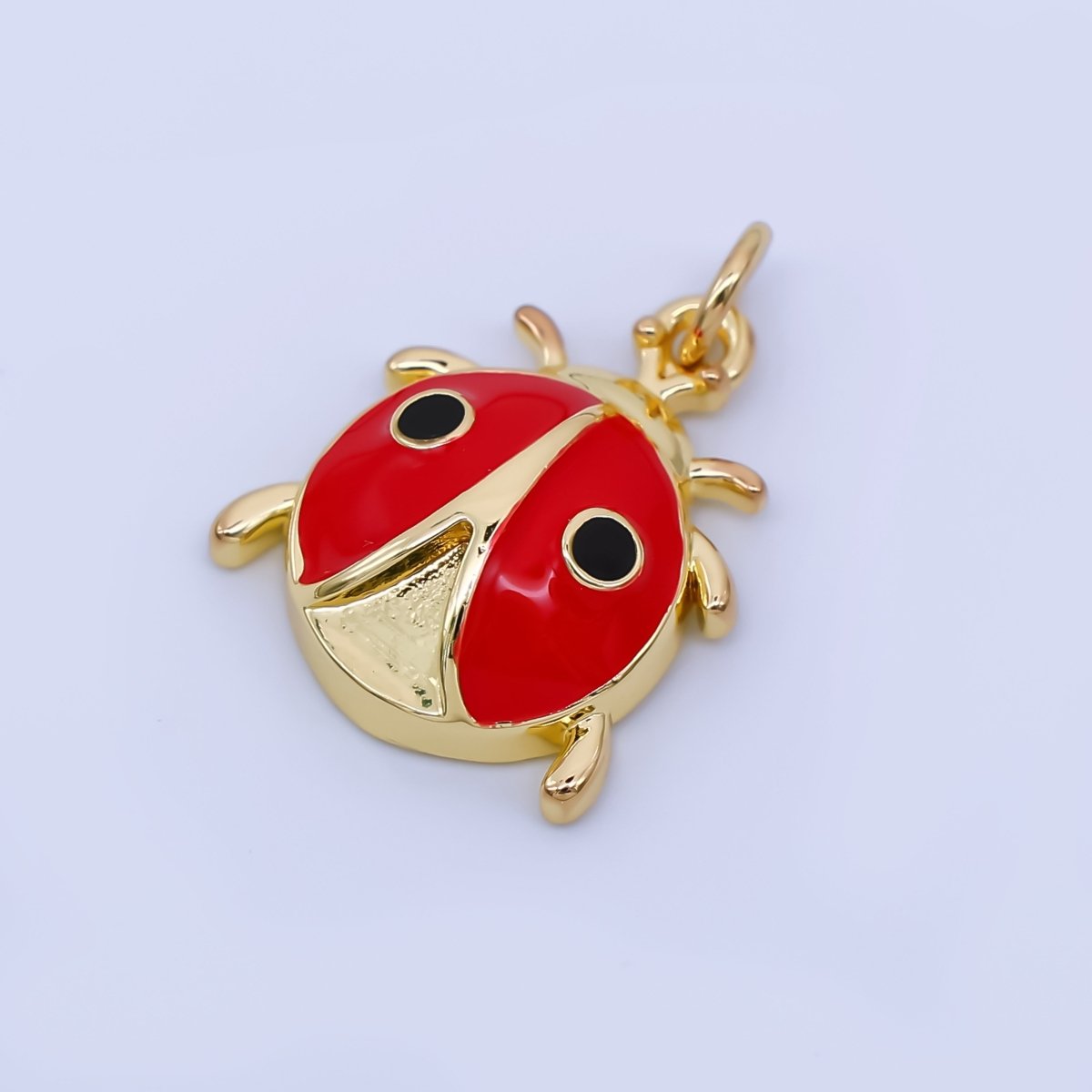24K Gold Filled Red Enamel Lady Bug Insect Pendant Animal Charm | AJ - 458 - DLUXCA
