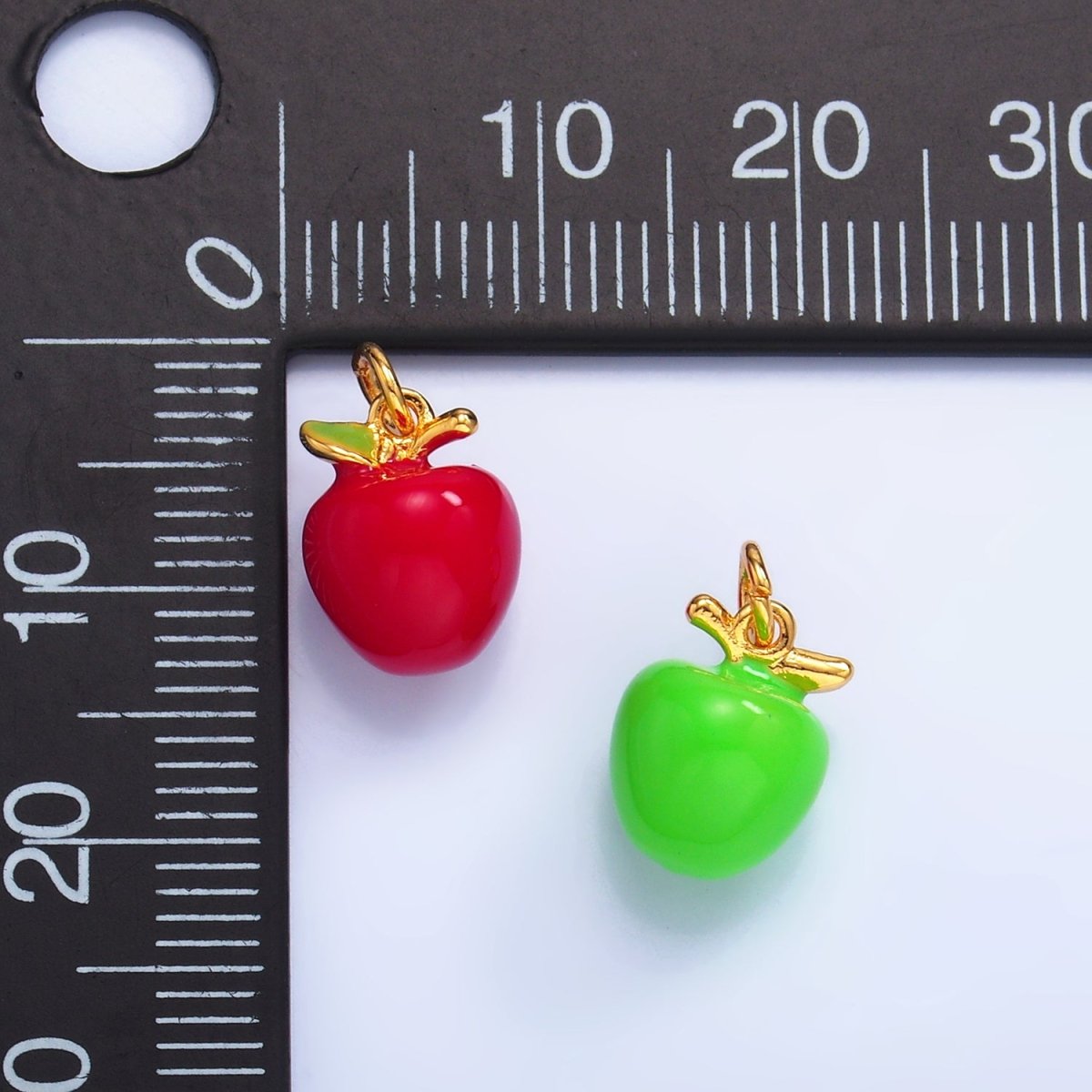 24K Gold Filled Red, Green Apple Fruit Charm | W344