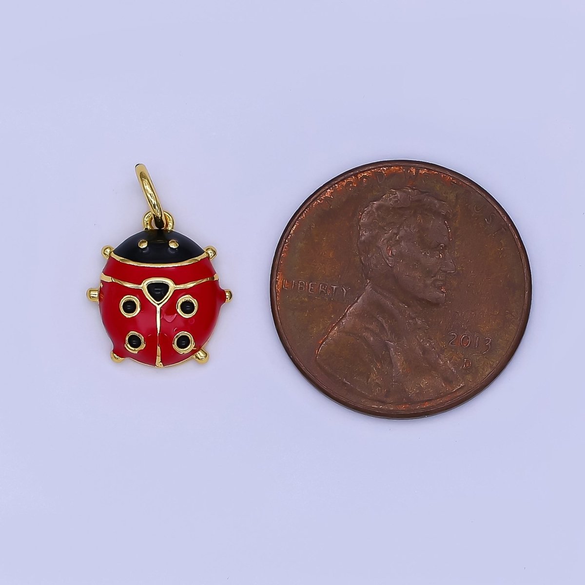 24K Gold Filled Red Ladybug Garden Insect Enamel Charm | N1714 - DLUXCA