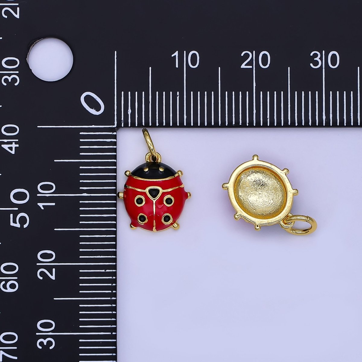 24K Gold Filled Red Ladybug Garden Insect Enamel Charm | N1714 - DLUXCA