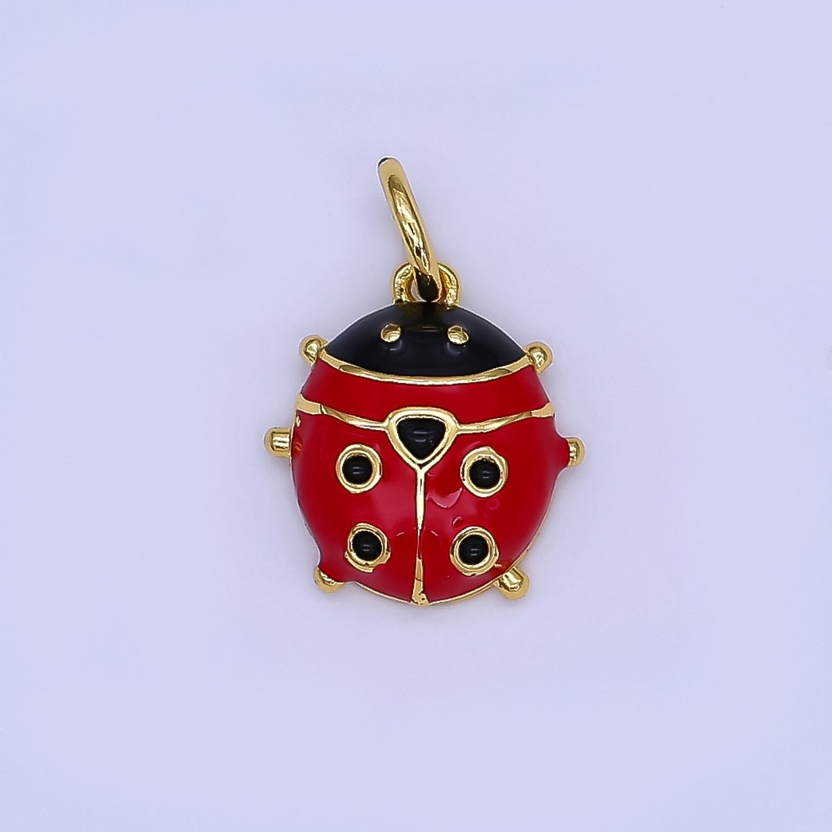 24K Gold Filled Red Ladybug Garden Insect Enamel Charm | N1714 - DLUXCA