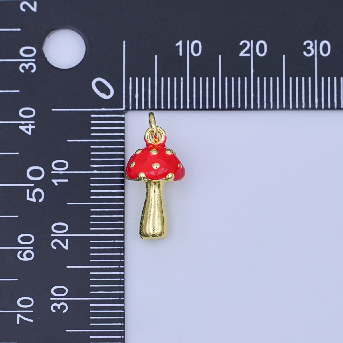 24K Gold Filled Red Mushroom Multidimensional 3D Charm | W468 - DLUXCA