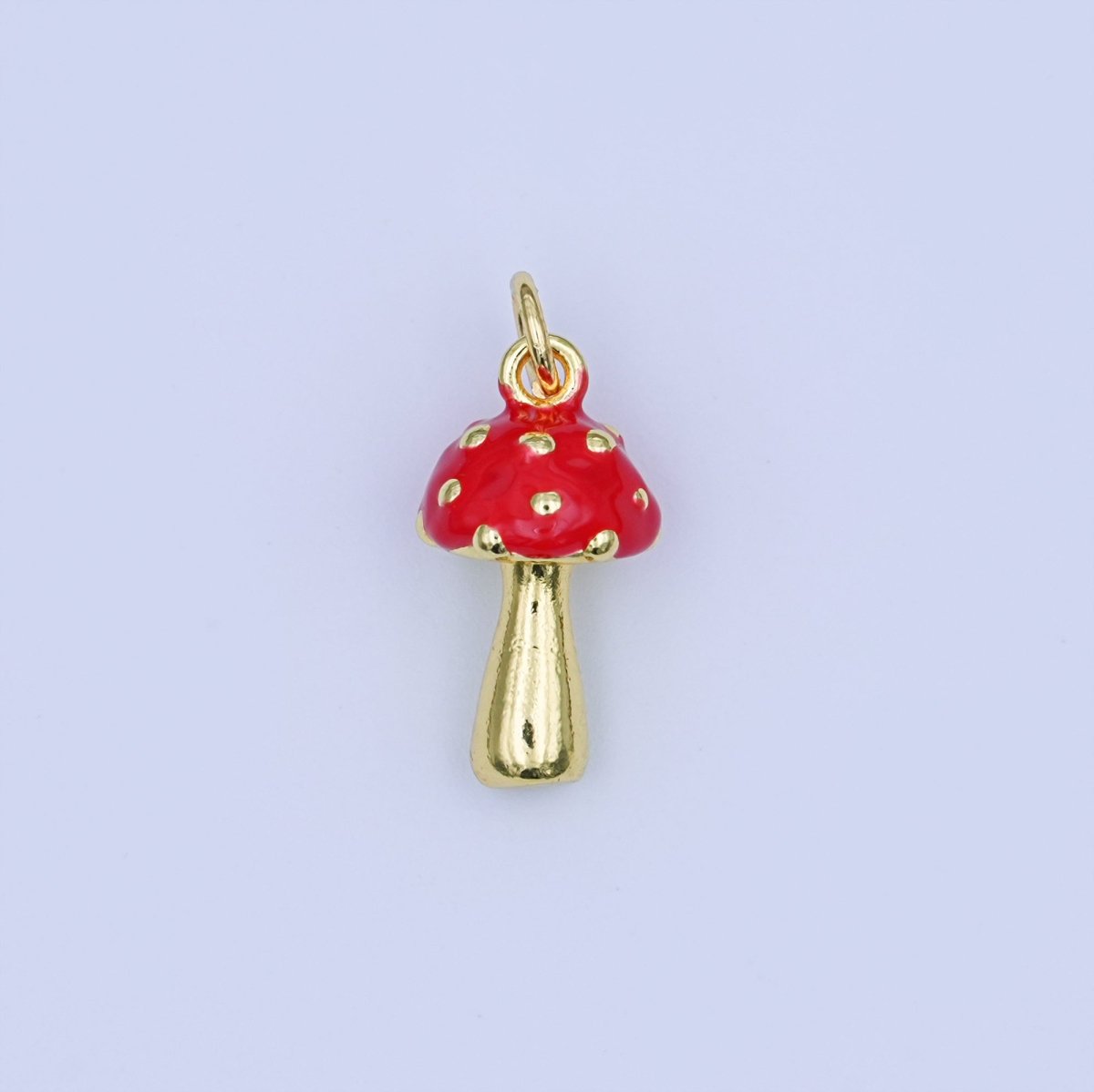 24K Gold Filled Red Mushroom Multidimensional 3D Charm | W468 - DLUXCA