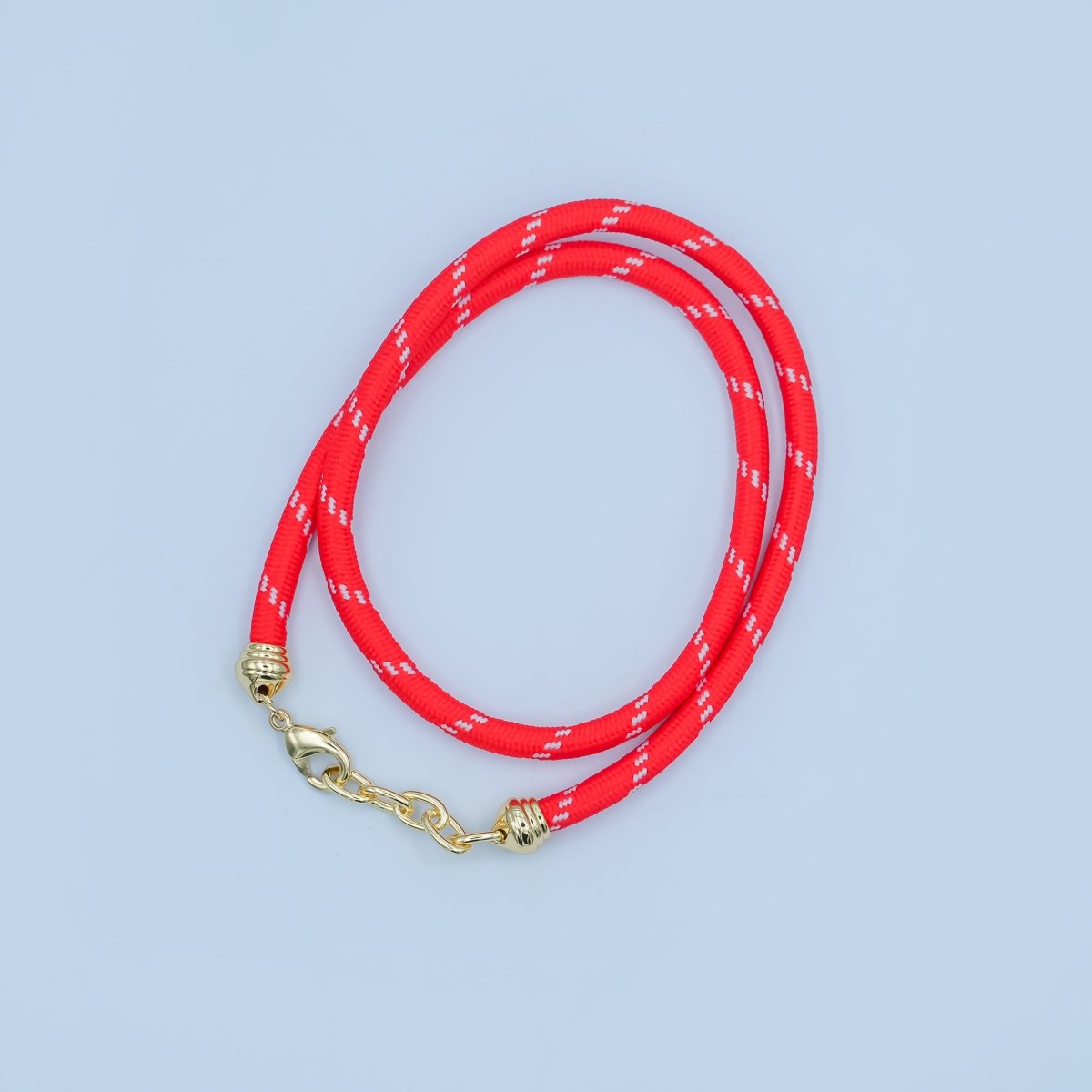 24K Gold Filled Red, Pink, Blue, Green, Beige, Teal Cord Chain Necklace | WA - 3061 ~ WA - 3066 - DLUXCA