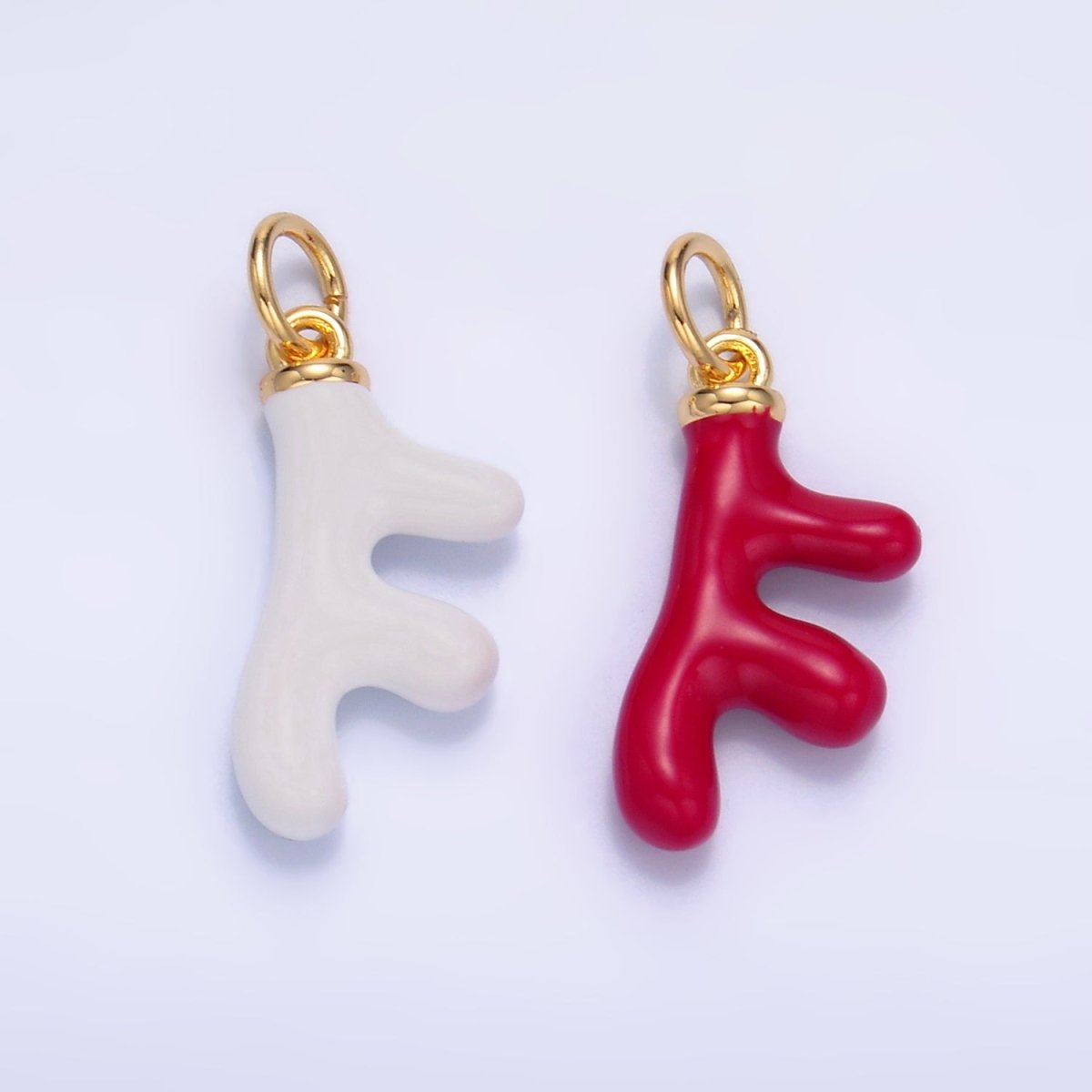 24K Gold Filled Red, White, Blue Enamel Coral Reef Sea Charm | W324 W440