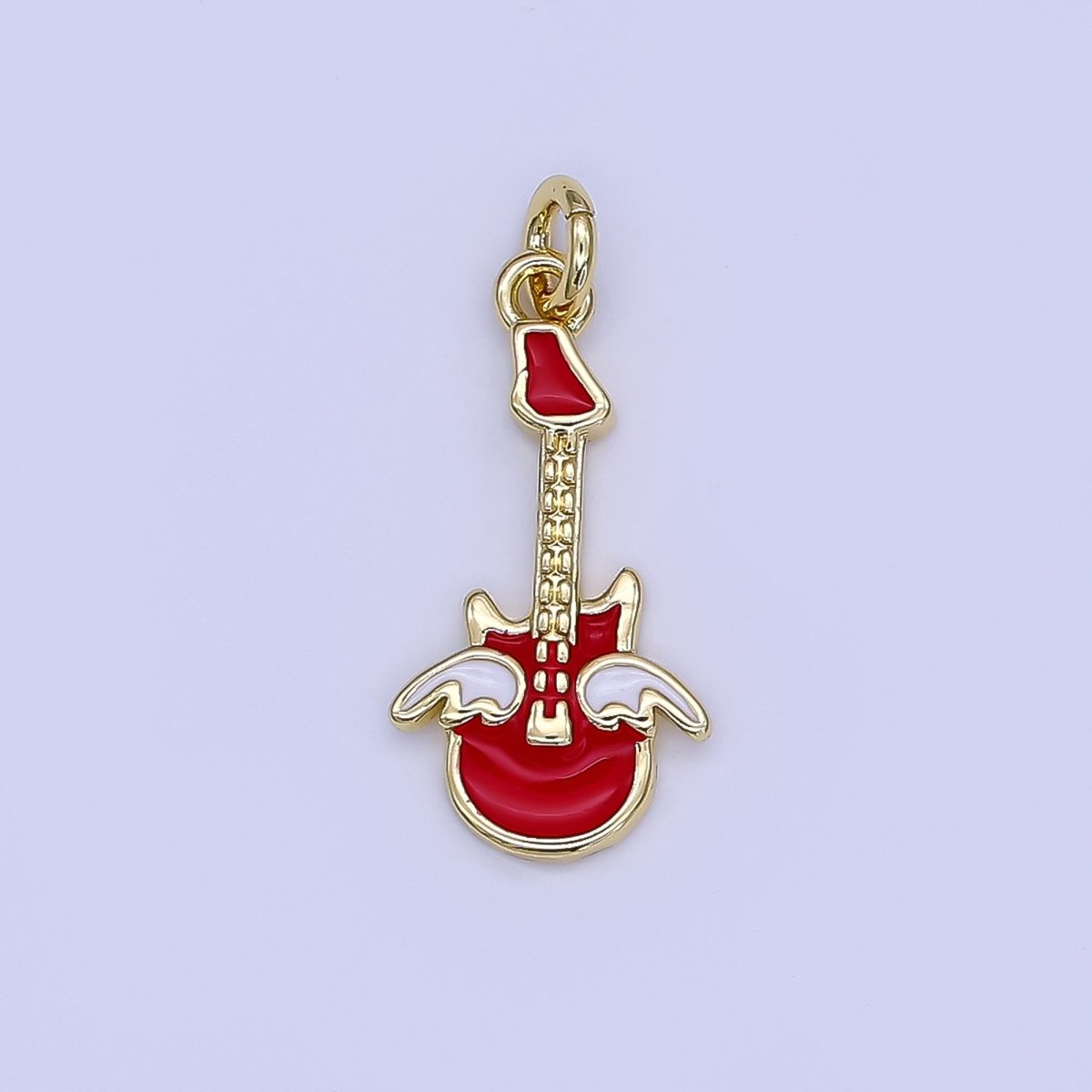 24K Gold Filled Red Wings Guitar Musical Instruments Charm | N1414 - DLUXCA