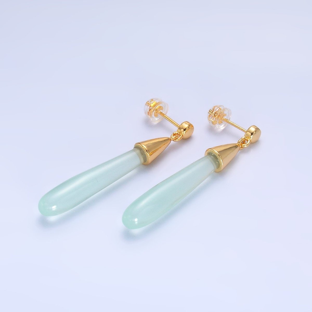 24K Gold Filled Resin Tube Drop Stud Earrings | V190 - V494