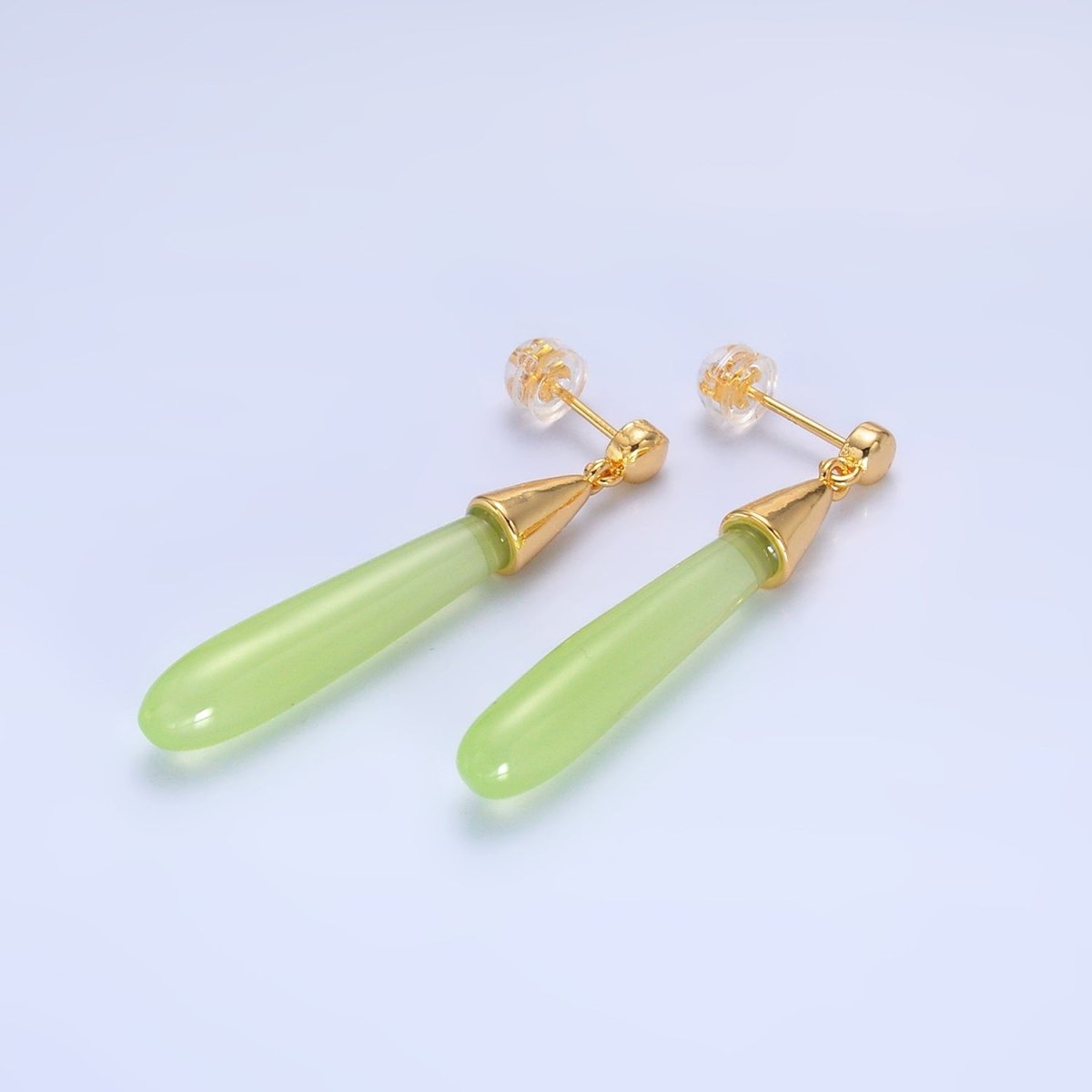 24K Gold Filled Resin Tube Drop Stud Earrings | V190 - V494