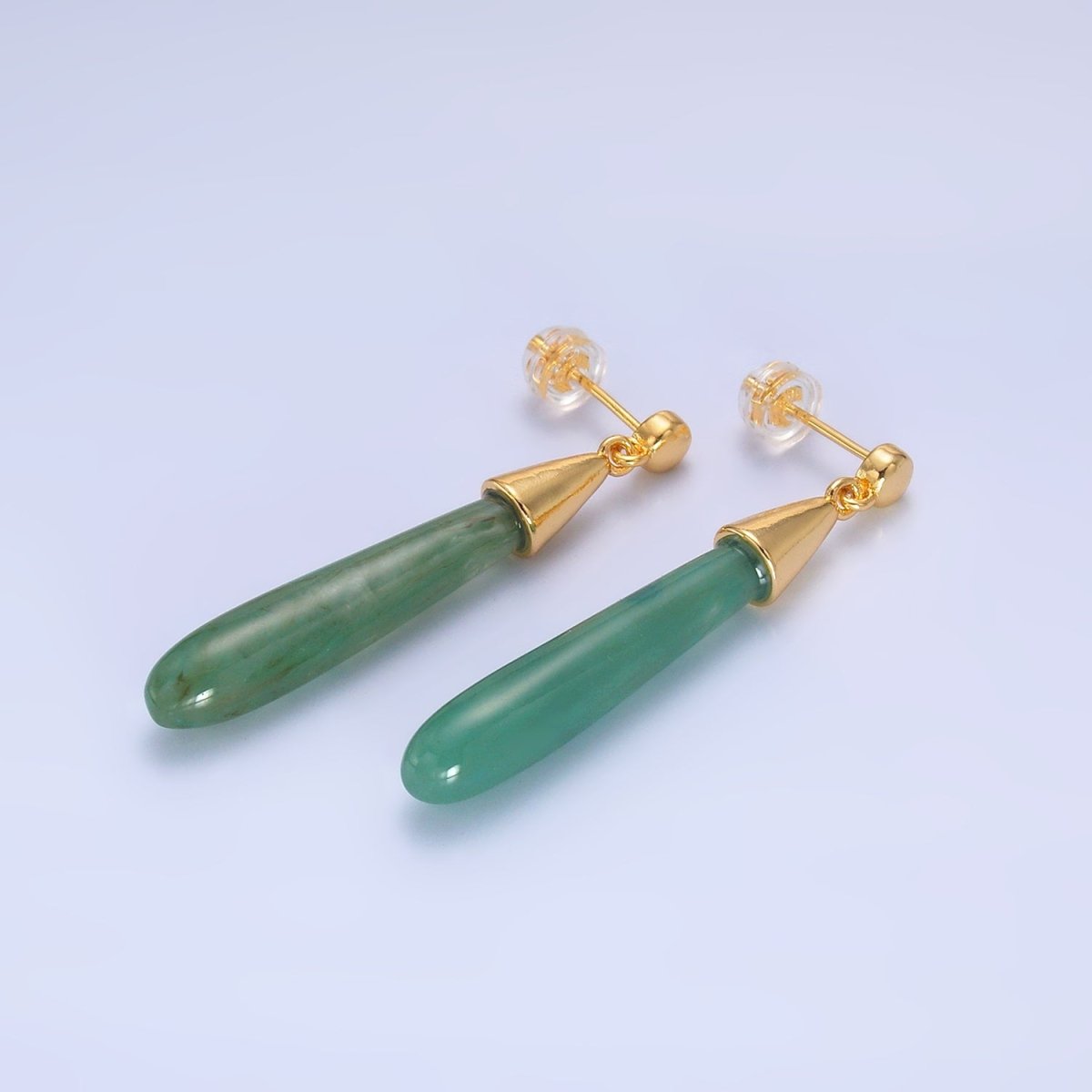 24K Gold Filled Resin Tube Drop Stud Earrings | V190 - V494