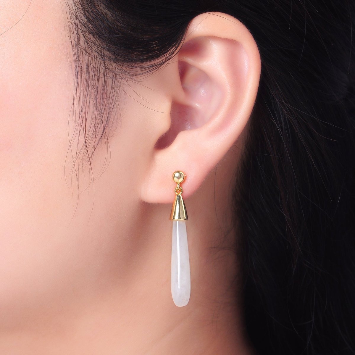 24K Gold Filled Resin Tube Drop Stud Earrings | V190 - V494