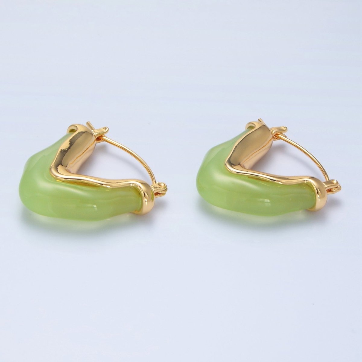 24K Gold Filled Resin V-Shaped Latch Hoop Earrings | P233 - P306