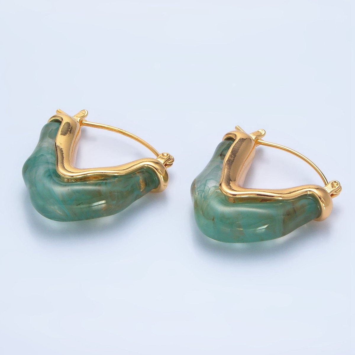 24K Gold Filled Resin V-Shaped Latch Hoop Earrings | P233 - P306