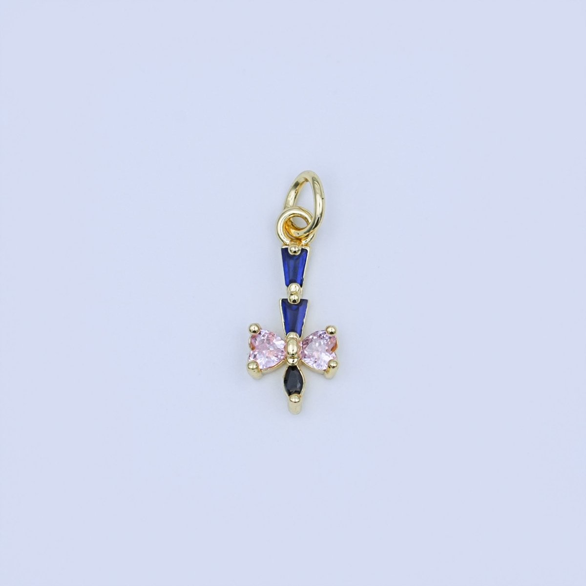 24K Gold Filled Ribbon Baguette CZ Charm | W918 - DLUXCA