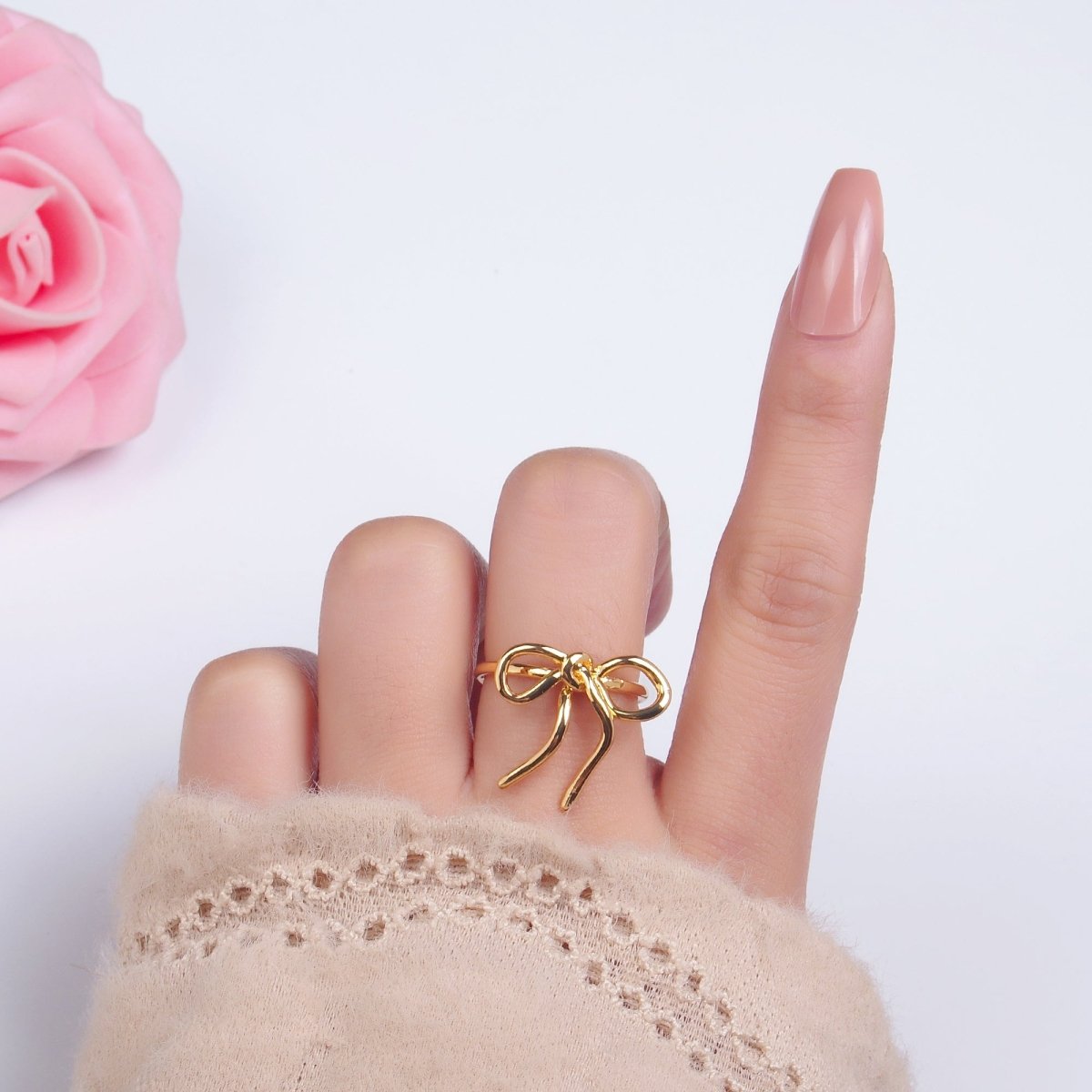 24K Gold Filled Ribbon Bow Minimalist Ring in Gold & Silver | O504 O541