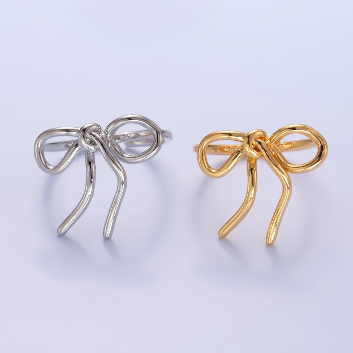 24K Gold Filled Ribbon Bow Minimalist Ring in Gold & Silver | O504 O541