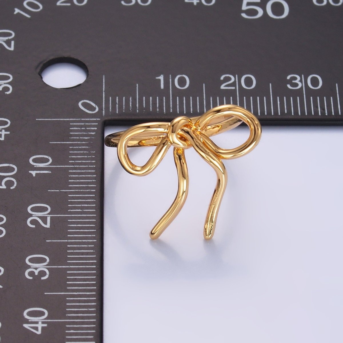 24K Gold Filled Ribbon Bow Minimalist Ring in Gold & Silver | O504 O541