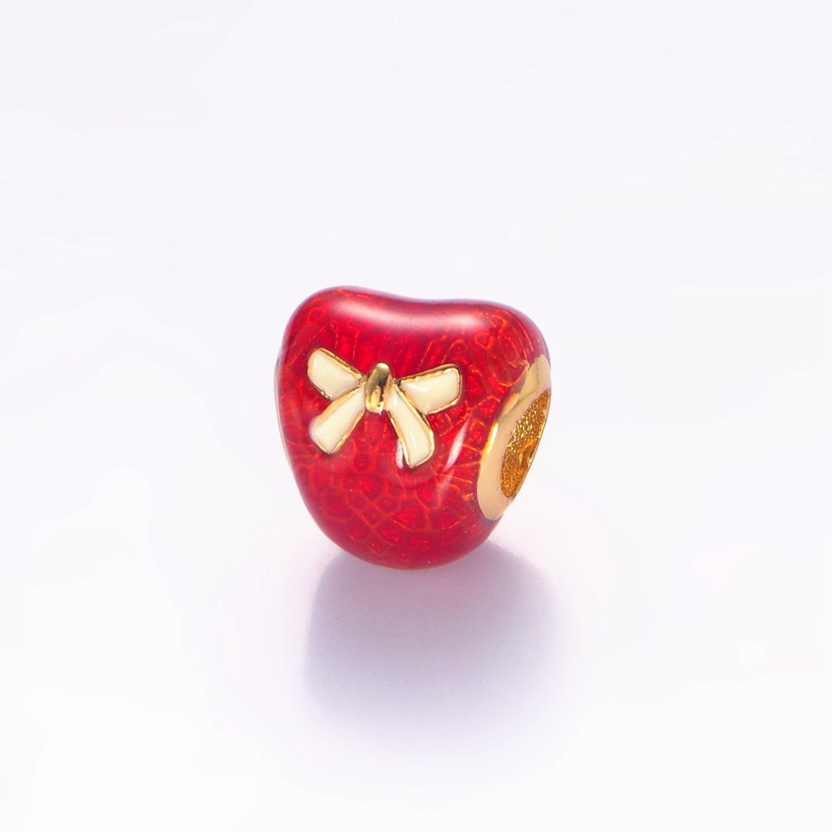 24K Gold Filled Ribbon Red Enamel Geometric Bead | B080 - DLUXCA