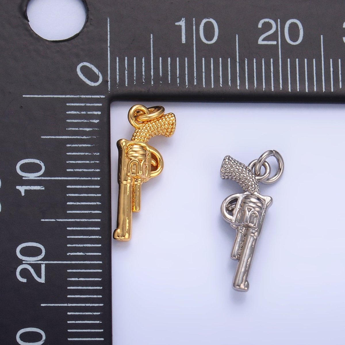 24K Gold Filled Riffle Gun Multidimensional 3D Charm in Gold & Silver | W798
