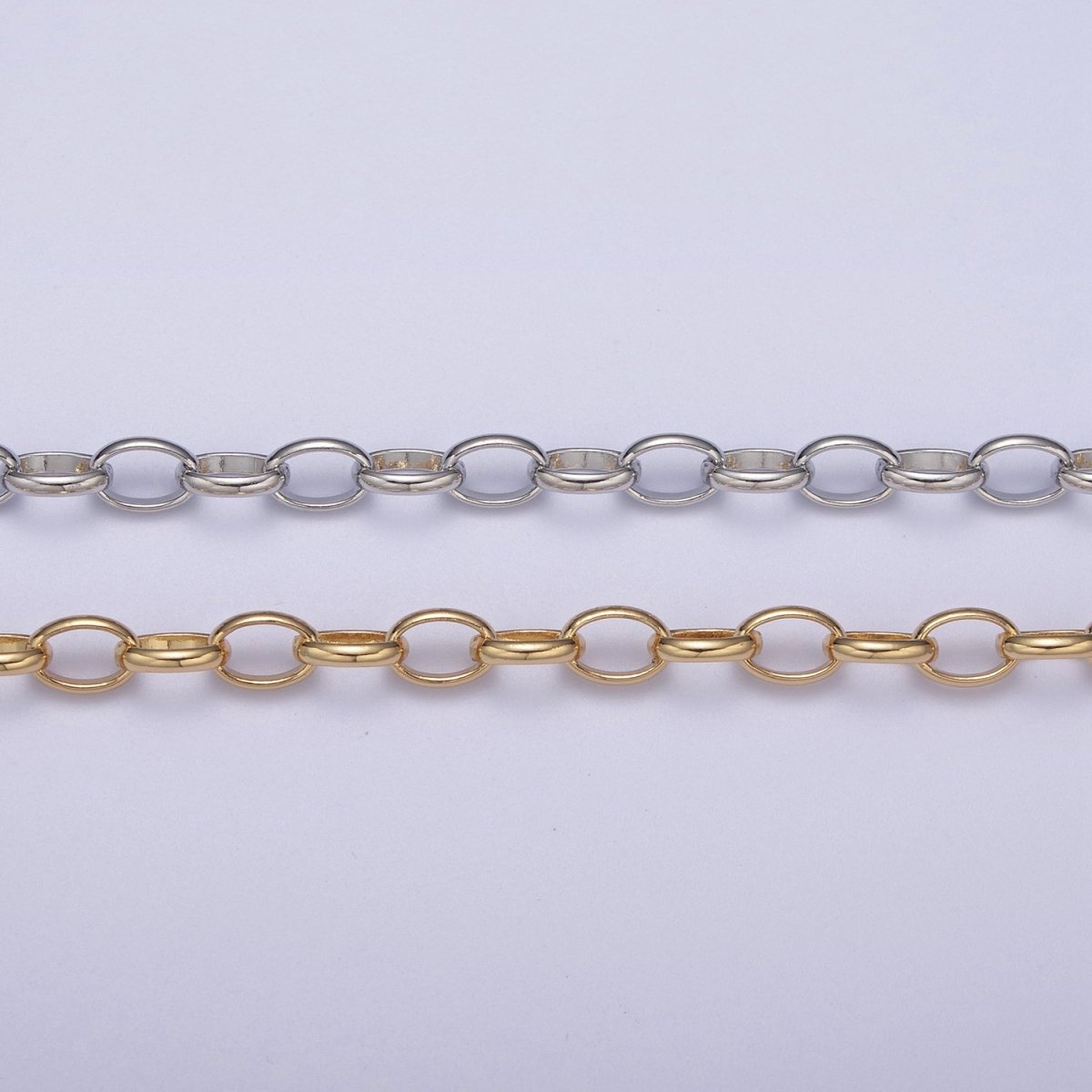 24K Gold Filled ROLO Cable Chain, Unfinished 7X5mm Oval Cable Chain in Gold & Silver, Unfinished Chain For Jewelry Making | ROLL-662, ROLL-663 Clearance Pricing