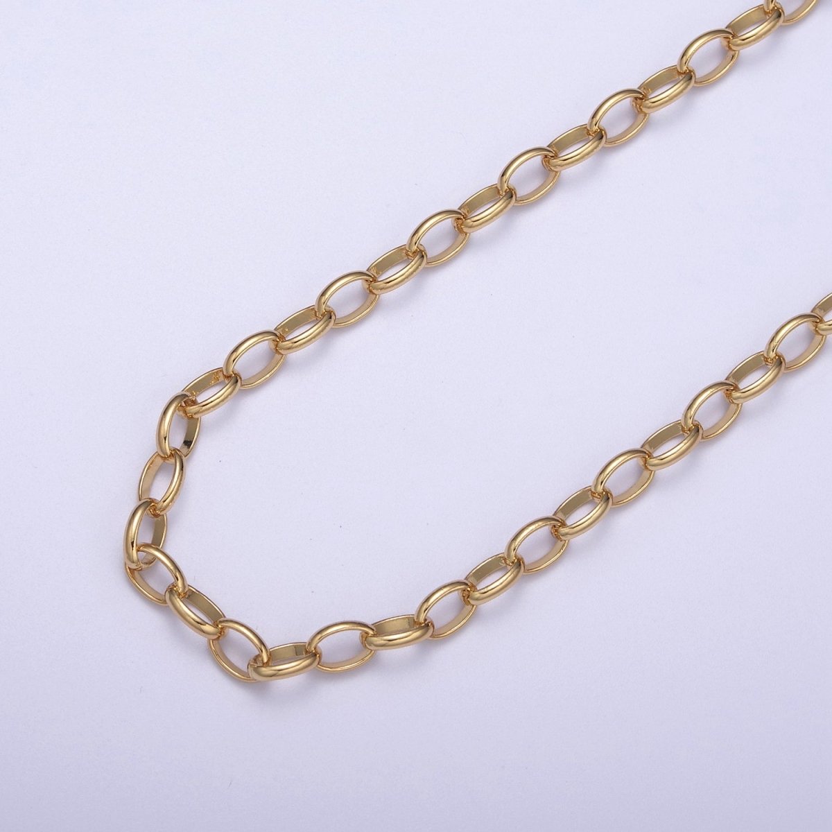24K Gold Filled ROLO Cable Chain, Unfinished 7X5mm Oval Cable Chain in Gold & Silver, Unfinished Chain For Jewelry Making | ROLL-662, ROLL-663 Clearance Pricing