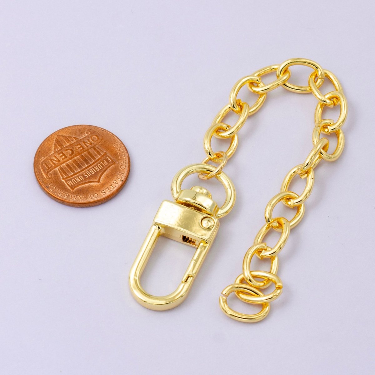 24K Gold Filled Rolo Chain Bag Purse Charm Swivel Keychain Findings | WA - 2748 - DLUXCA