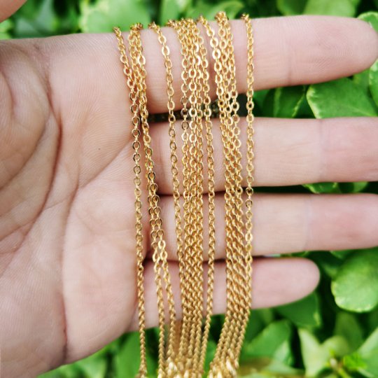 24K Gold Filled Rolo Chain, Rolo Link Necklace, Dainty 2mm, 17.7 Inches Ready To Wear Rolo Necklace w/ Spring Ring | CN-835 Clearance Pricing - DLUXCA