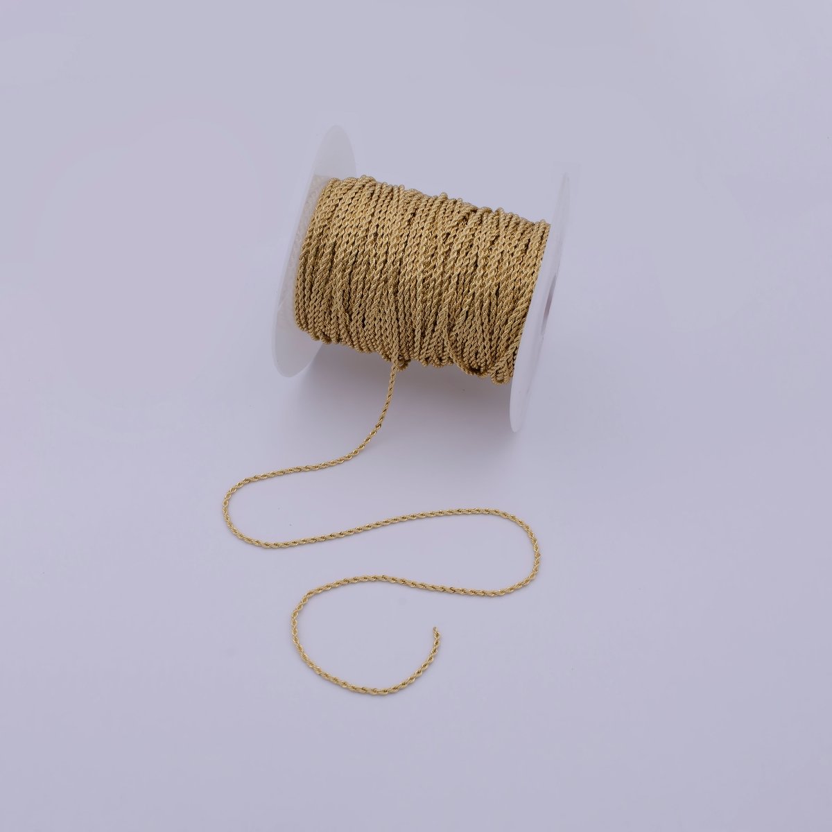 24K Gold Filled Rope Chain by Yard, Gold Twisted Chain by Yard, Wholesale Roll Chain for Jewelry Making 2.2mm Thickness | ROLL-587 Clearance Pricing