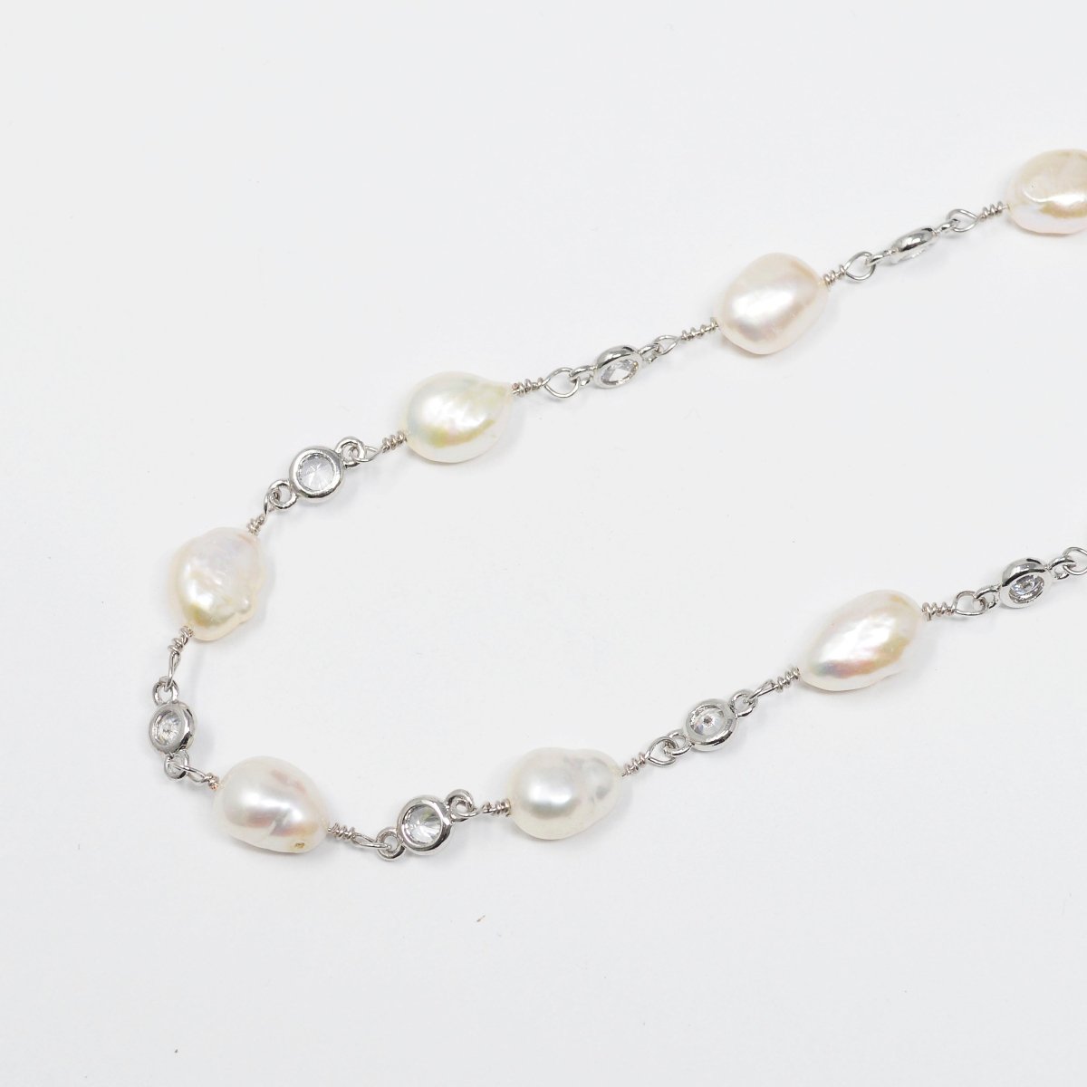 24K Gold Filled Rosary Chain by Yard with Baroque Mother Pearl Bezel Cut CZ Link Chain For Jewelry Making | ROLL-431 ROLL-433 Clearance Pricing