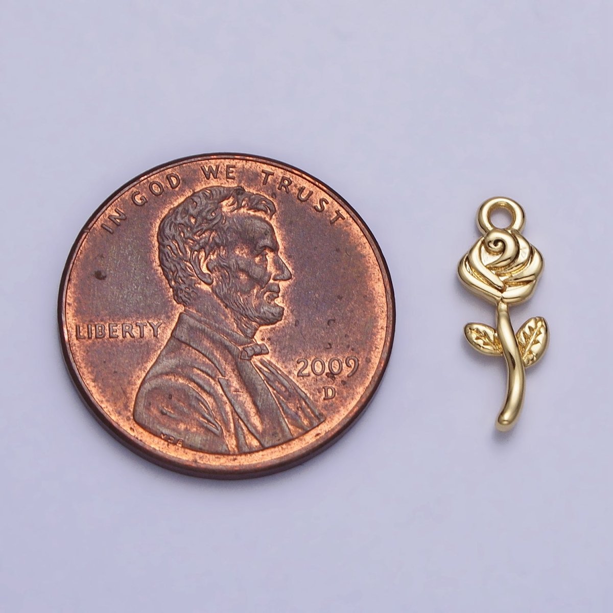 24K Gold Filled Rose Blooming Flower Nature Add-On Charm in Gold & Silver | AC343 AC344