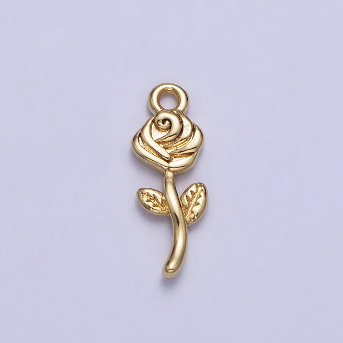 24K Gold Filled Rose Blooming Flower Nature Add-On Charm in Gold & Silver | AC343 AC344