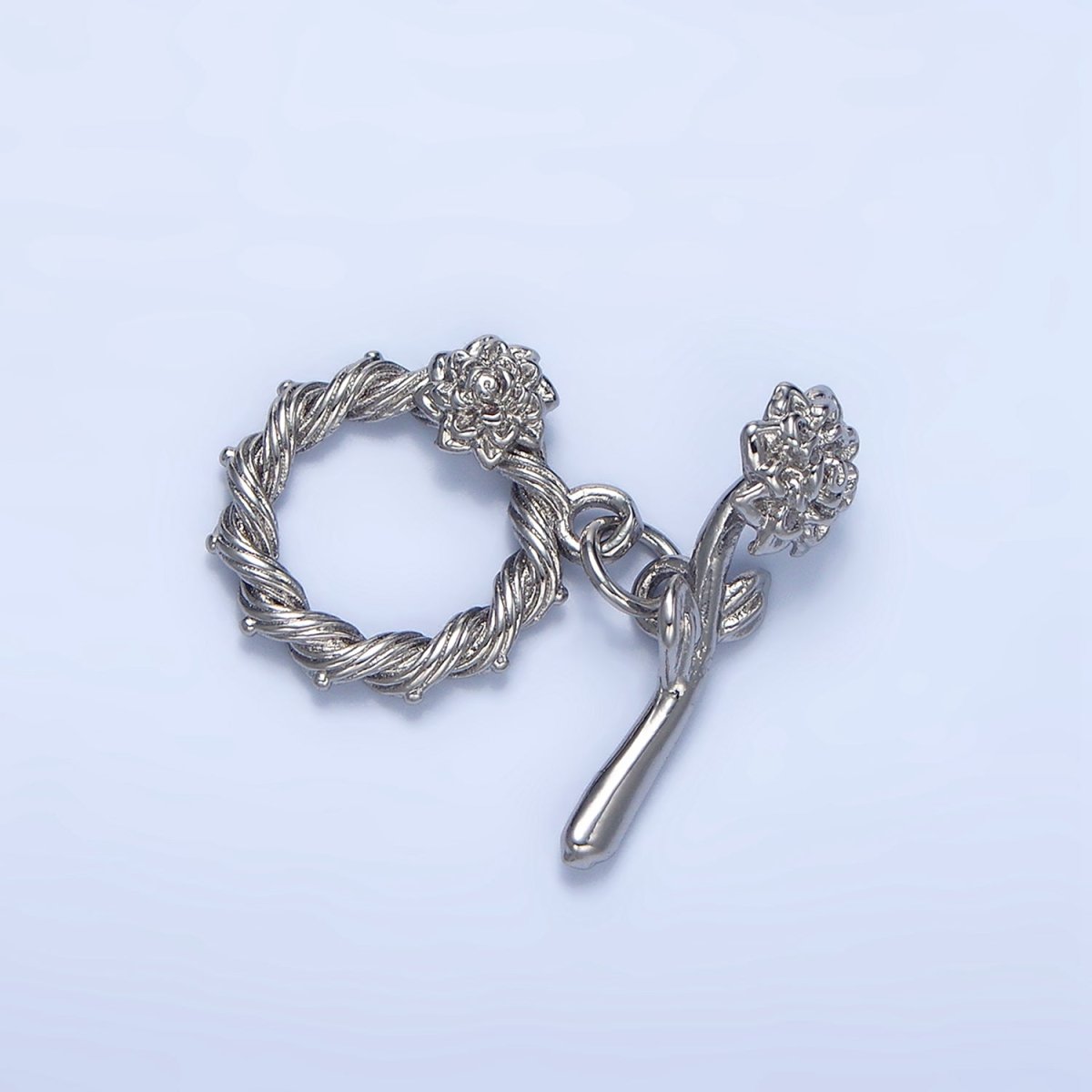 24K Gold Filled Rose Flower Twisted Ribbed Artisan Toggle Clasps Closure Findings | Z995