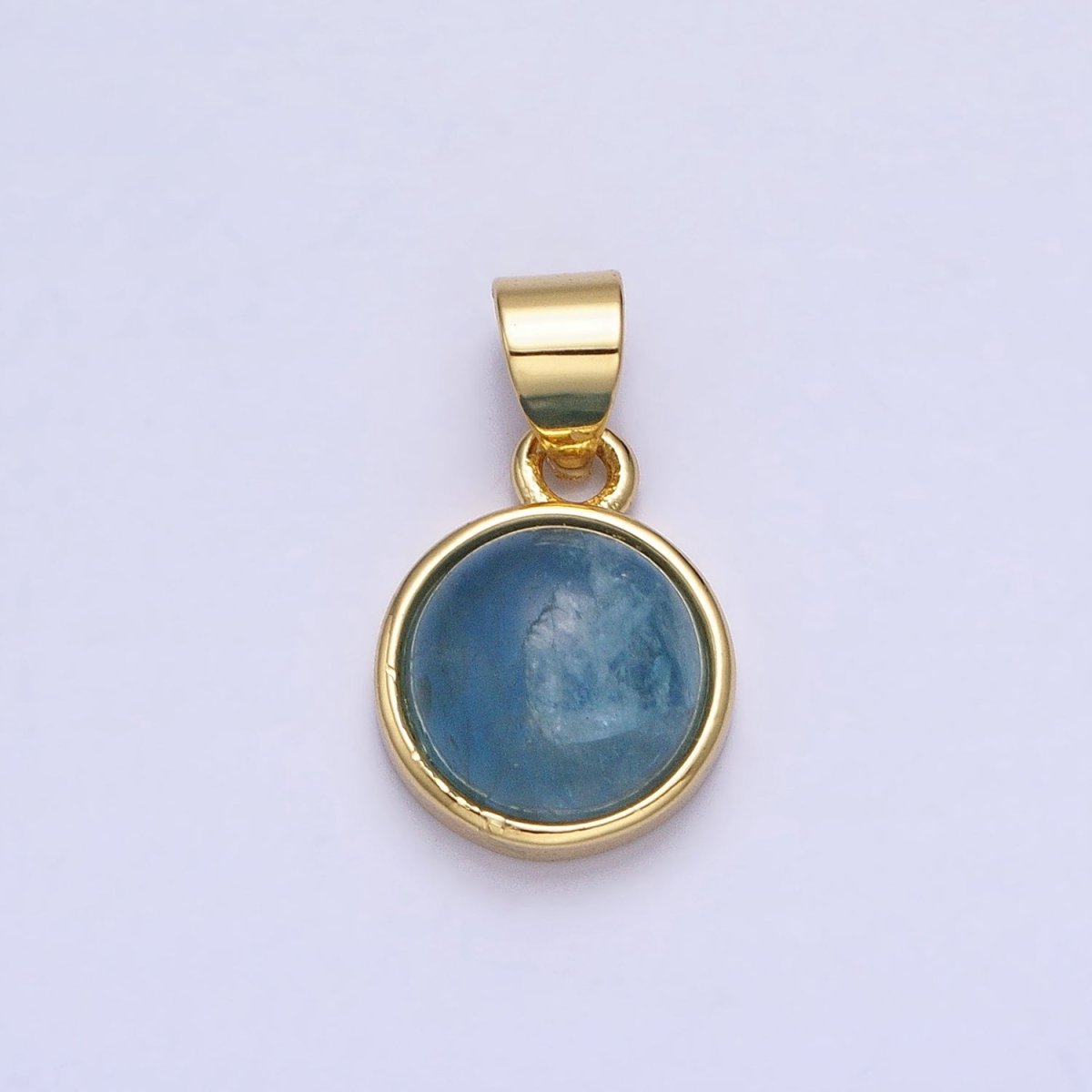 24K Gold Filled Rose Quartz, Aventurine, Labradorite, Blue Agate, Amethyst Round Pendant | AA195 - AA199