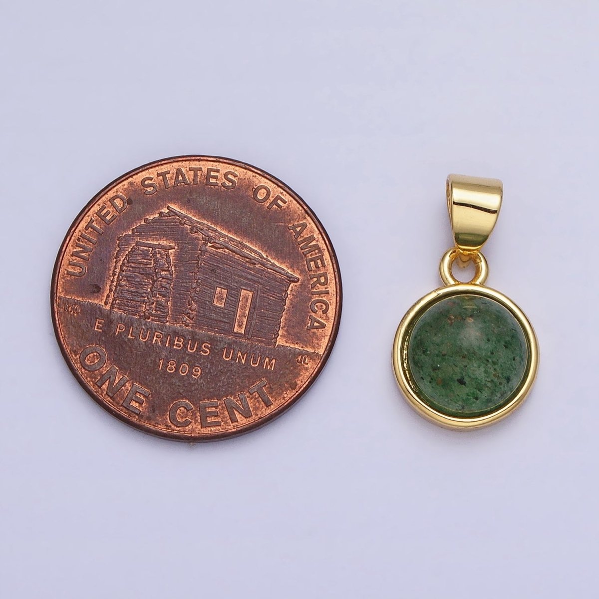 24K Gold Filled Rose Quartz, Aventurine, Labradorite, Blue Agate, Amethyst Round Pendant | AA195 - AA199