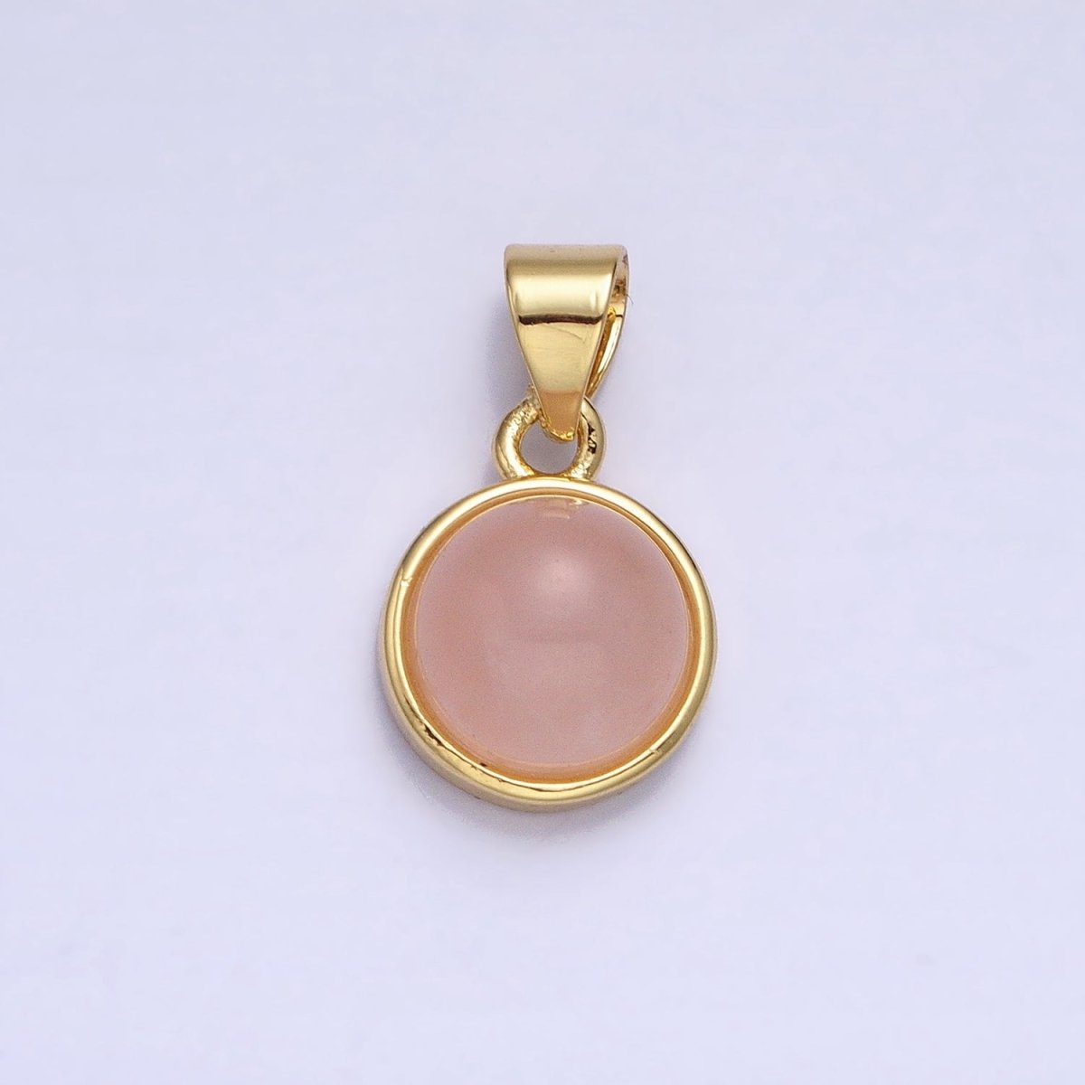 24K Gold Filled Rose Quartz, Aventurine, Labradorite, Blue Agate, Amethyst Round Pendant | AA195 - AA199