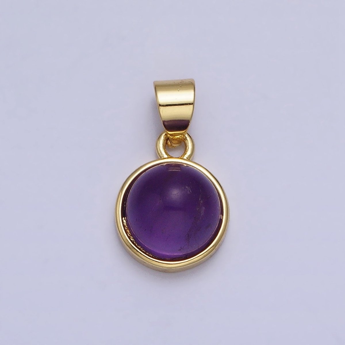 24K Gold Filled Rose Quartz, Aventurine, Labradorite, Blue Agate, Amethyst Round Pendant | AA195 - AA199