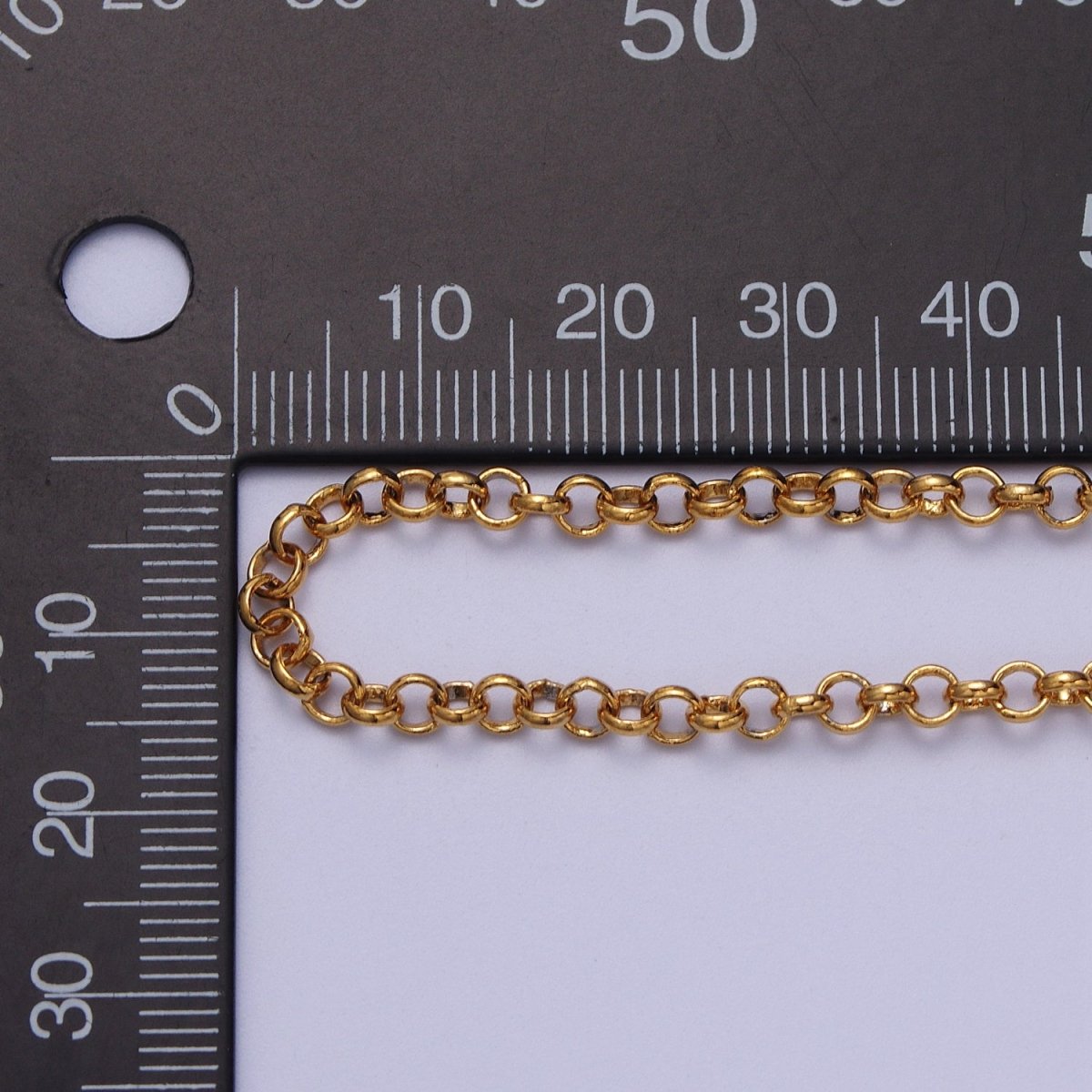24K Gold Filled Round 3.5mm Rolo Gold, Silver Unfinished Chain | ROLL-966, ROLL-967 Clearance Pricing