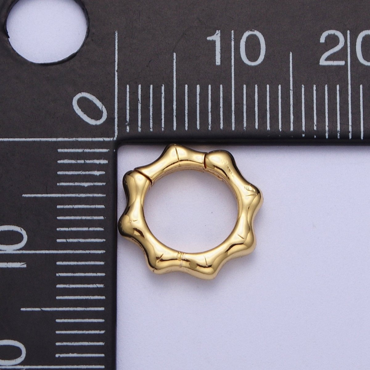 24K Gold Filled 12.5mm, 17mm Round Bamboo Plant Pull Spring Gate Ring Closure Findings | L931 L932