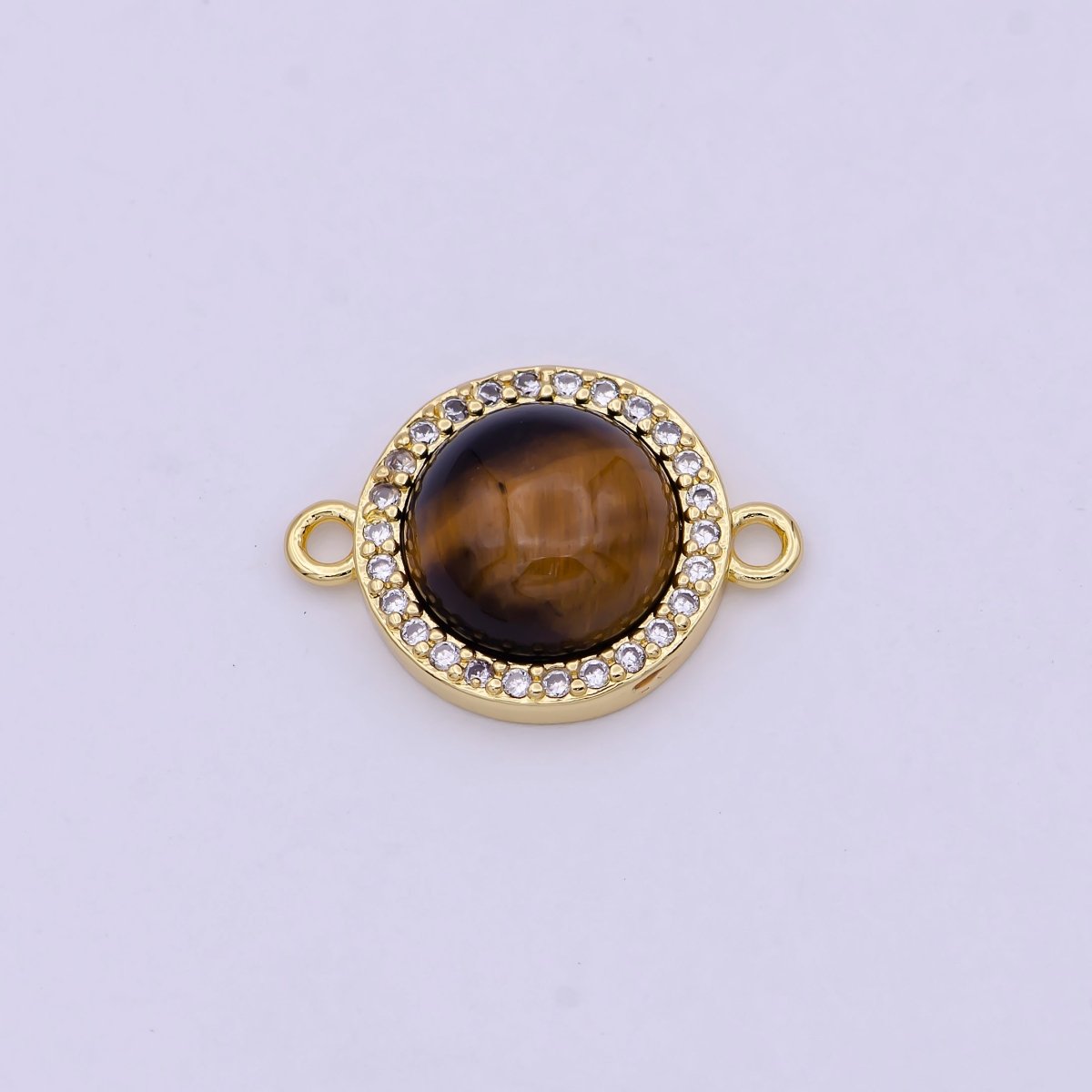 24K Gold Filled Round Micro Paved CZ Natural Stone Connector  F-687 F-688 F-689 F-697 F-698 F-699 F-700 F-708 F-733