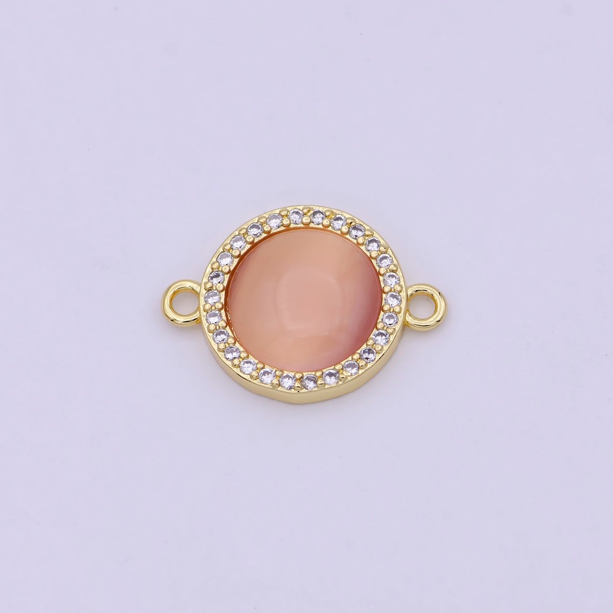 24K Gold Filled Round Micro Paved CZ Natural Stone Connector  F-687 F-688 F-689 F-697 F-698 F-699 F-700 F-708 F-733